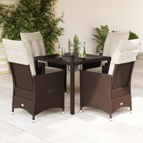 Set comedor de jardín 5 piezas y cojines ratán sintético marrón en Conjuntos de jardín | Comprar online en Foru.es