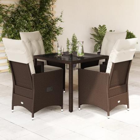 Set comedor de jardín 5 piezas y cojines ratán sintético marrón en Conjuntos de jardín | Comprar online en Foru.es