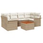 Juego de Sofá de Jardín de 7 Piezas con Cojines Beige Ratán Poliéster Acacia de , Sofás de exterior - Ref: Foro24-3347281, Pr...
