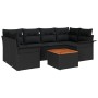 Conjunto de Sofá de Jardín de 7 Piezas con Cojines Negro Ratán Poliéster Acacia de , Sofás de exterior - Ref: Foro24-3347282,...