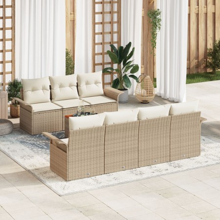 Juego de sofá de jardín de 8 piezas con cojines beige de polirratán de , Sofás de exterior - Ref: Foro24-3347288, Precio: 554...