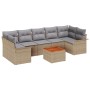 Conjunto de Sofá de Jardín de 8 Piezas con Cojines Beige Ratán Poliéster Acacia de , Sofás de exterior - Ref: Foro24-3347294,...