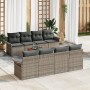 Juego de Sofá de Jardín de 9 Piezas con Cojines Gris Poliratán Acacia de , Sofás de exterior - Ref: Foro24-3347300, Precio: 5...
