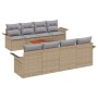Conjunto de Sofá de Jardín de 9 Piezas con Cojines Beige Ratán de Polietileno Acacia de , Sofás de exterior - Ref: Foro24-334...