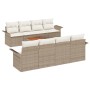 Juego de Sofá de Jardín de 9 piezas con Cojines Beige Ratán Polipropileno Acacia de , Sofás de exterior - Ref: Foro24-3347302...