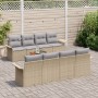 Conjunto de Sofá de Jardín de 9 Piezas con Cojines Beige Ratán de Polietileno Acacia de , Sofás de exterior - Ref: Foro24-334...