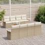 Juego de Sofá de Jardín de 9 piezas con Cojines Beige Ratán Polipropileno Acacia de , Sofás de exterior - Ref: Foro24-3347302...