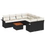Set de Sofás de Jardín de 9 Piezas con Cojines Negro Polirratán Acacia de , Sofás de exterior - Ref: Foro24-3347306, Precio: ...