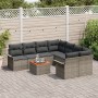 Set de Sofá de Jardín de 9 Piezas con Cojines Gris Poliratán Acacia de , Sofás de exterior - Ref: Foro24-3347307, Precio: 548...
