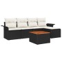 Conjunto de Sofá de Jardín 6 Piezas Negro y crema Ratán poliéster de , Sofás de exterior - Ref: Foro24-3347313, Precio: 341,6...
