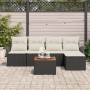 Conjunto de Sofá de Jardín 6 Piezas Negro y crema Ratán poliéster de , Sofás de exterior - Ref: Foro24-3347313, Precio: 341,6...