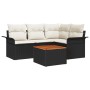 Conjunto de Sofá de Jardín de 5 Piezas con Cojines Negro Poliratán Acacia de , Sofás de exterior - Ref: Foro24-3347320, Preci...