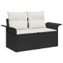 Conjunto de Sofá de Jardín de 5 Piezas con Cojines Negro Poliratán Acacia de , Sofás de exterior - Ref: Foro24-3347320, Preci...