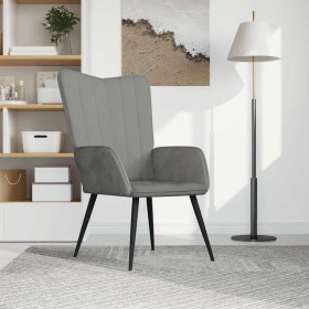 Sillón de relax de terciopelo gris claro en Sillones | Comprar online en Foru.es