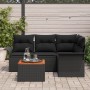 Juego de Sofá de Jardín de 5 Piezas con Cojines Poliratán Negro y Acacia de , Sofás de exterior - Ref: Foro24-3347324, Precio...