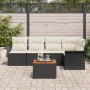 Conjunto de Sofá de Jardín de 6 Piezas con Cojines Negro Poliratán Acacia de , Sofás de exterior - Ref: Foro24-3347327, Preci...