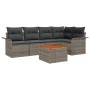Juego de Sofá de Jardín de 6 Piezas con Cojines Gris Poliratán Acacia de , Sofás de exterior - Ref: Foro24-3347328, Precio: 3...