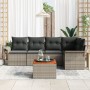 Juego de Sofá de Jardín de 6 Piezas con Cojines Gris Poliratán Acacia de , Sofás de exterior - Ref: Foro24-3347328, Precio: 3...