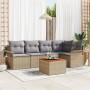 Conjunto de Sofá de Jardín de 6 Piezas con Cojines Beige Poliratán Acacia de , Sofás de exterior - Ref: Foro24-3347329, Preci...