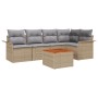 Conjunto de Sofá de Jardín de 6 Piezas con Cojines Beige Poliratán Acacia de , Sofás de exterior - Ref: Foro24-3347329, Preci...