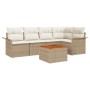 Juego de Sofá de Jardín de 6 Piezas con Cojines Beige Poliratán Acacia de , Sofás de exterior - Ref: Foro24-3347330, Precio: ...