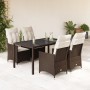 Set comedor de jardín 5 piezas y cojines ratán sintético marrón en Conjuntos de jardín | Comprar online en Foru.es