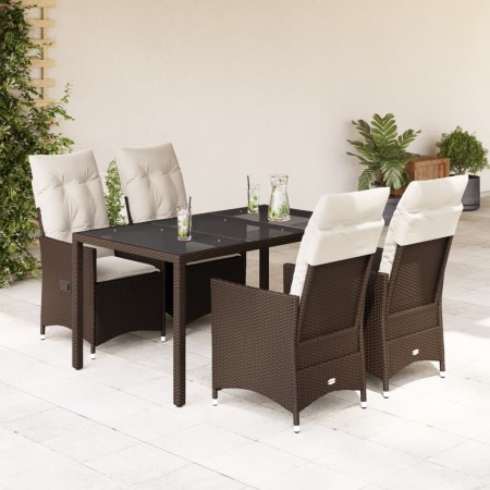 Set comedor de jardín 5 piezas y cojines ratán sintético marrón en Conjuntos de jardín | Comprar online en Foru.es