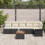 Conjunto de Sofá de Jardín de 7 Piezas con Cojines Negro Poliratán Acacia de , Sofás de exterior - Ref: Foro24-3347334, Preci...