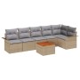 Juego de Sofá de Jardín de 7 Piezas con Cojines Beige de Poliratán Acacia de , Sofás de exterior - Ref: Foro24-3347336, Preci...