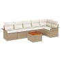 Juego de Sofá de Jardín de 7 Piezas con Cojines Beige Poly Rattan Acacia de , Sofás de exterior - Ref: Foro24-3347337, Precio...