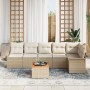 Juego de Sofá de Jardín de 7 Piezas con Cojines Beige Poly Rattan Acacia de , Sofás de exterior - Ref: Foro24-3347337, Precio...