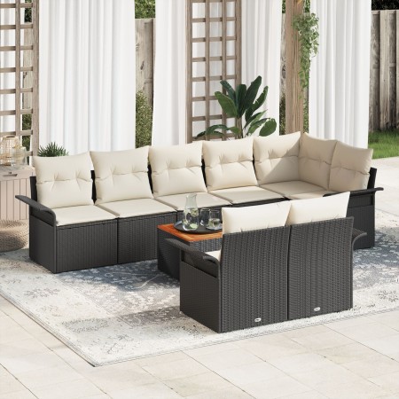 Conjunto de sofá de jardín de 9 piezas con cojines negros de ratán de , Sofás de exterior - Ref: Foro24-3347341, Precio: 596,...