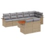 Juego de Sofá de Jardín de 9 Piezas con Cojines Beige Ratán Acacia de , Sofás de exterior - Ref: Foro24-3347343, Precio: 628,...