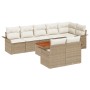 Conjunto de Sofás de Jardín de 9 Piezas con Cojines Beige Poliratán Acacia de , Sofás de exterior - Ref: Foro24-3347344, Prec...