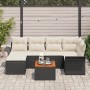 Conjunto de Sofá de Jardín de 7 Piezas con Cojines Negro Poliratán Acacia de , Sofás de exterior - Ref: Foro24-3347348, Preci...