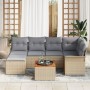 Juego de Sofás de Jardín de 7 Piezas con Cojines Beige Poliratán Acacia de , Sofás de exterior - Ref: Foro24-3347350, Precio:...