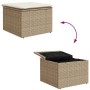 Set de 7 Piezas de Sofá de Jardín con Cojines Beige de Ratán Sintético y Acacia de , Sofás de exterior - Ref: Foro24-3347351,...