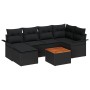 Conjunto de Sofá de Jardín de 7 Piezas con Cojines Negro Poliratán Acacia de , Sofás de exterior - Ref: Foro24-3347352, Preci...