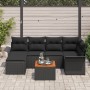 Conjunto de Sofá de Jardín de 7 Piezas con Cojines Negro Poliratán Acacia de , Sofás de exterior - Ref: Foro24-3347352, Preci...