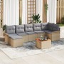Juego de Sofá de Jardín de 8 Piezas con Cojines Beige Ratán Sintético Acacia de , Sofás de exterior - Ref: Foro24-3347357, Pr...