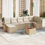 Juego de Sofás de Jardín de 8 Piezas con Cojines Beige Ratán Sintético Acacia de , Sofás de exterior - Ref: Foro24-3347358, P...