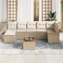 Juego de Sofás de Jardín de 8 Piezas con Cojines Beige Ratán Sintético Acacia de , Sofás de exterior - Ref: Foro24-3347358, P...