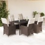 Set comedor de jardín 7 pzas con cojines ratán sintético marrón en Conjuntos de jardín | Comprar online en Foru.es