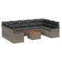 Conjunto de Sofá de Jardín de 10 Piezas con Cojines Gris Poliratán Acacia de , Sofás de exterior - Ref: Foro24-3347370, Preci...