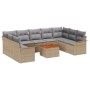 Conjunto de Sofá de Jardín de 10 Piezas con Cojines Beige Poliratán Acacia de , Sofás de exterior - Ref: Foro24-3347371, Prec...