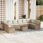 Conjunto de Sofás de Jardín de 11 Piezas con Cojines Beige Ratán Sintético Acacia de , Sofás de exterior - Ref: Foro24-334737...