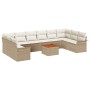 Conjunto de Sofás de Jardín de 11 Piezas con Cojines Beige Ratán Sintético Acacia de , Sofás de exterior - Ref: Foro24-334737...