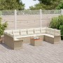 Conjunto de Sofás de Jardín de 11 Piezas con Cojines Beige Ratán Sintético Acacia de , Sofás de exterior - Ref: Foro24-334737...