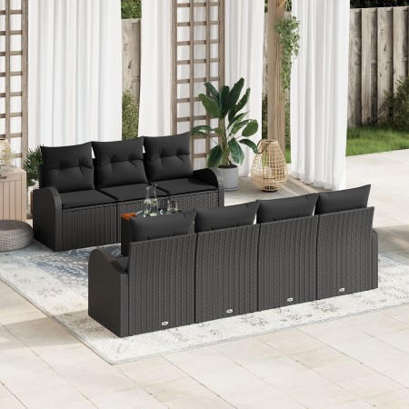 Conjunto de sofá de jardín de 8 piezas con cojines negros de ratán sintético de de , Sofás de exterior - Ref: Foro24-3347541,...