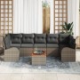 Conjunto de Sofá de Jardín de 8 Piezas con Cojines Gris Ratán Poliéster Acacia de , Sofás de exterior - Ref: Foro24-3347545, ...